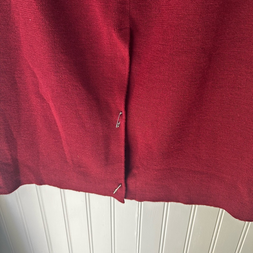 Vintage Jessica Holbrook Small Merino Wool Blend Wine Midi Skirt - Picture 5 of 6